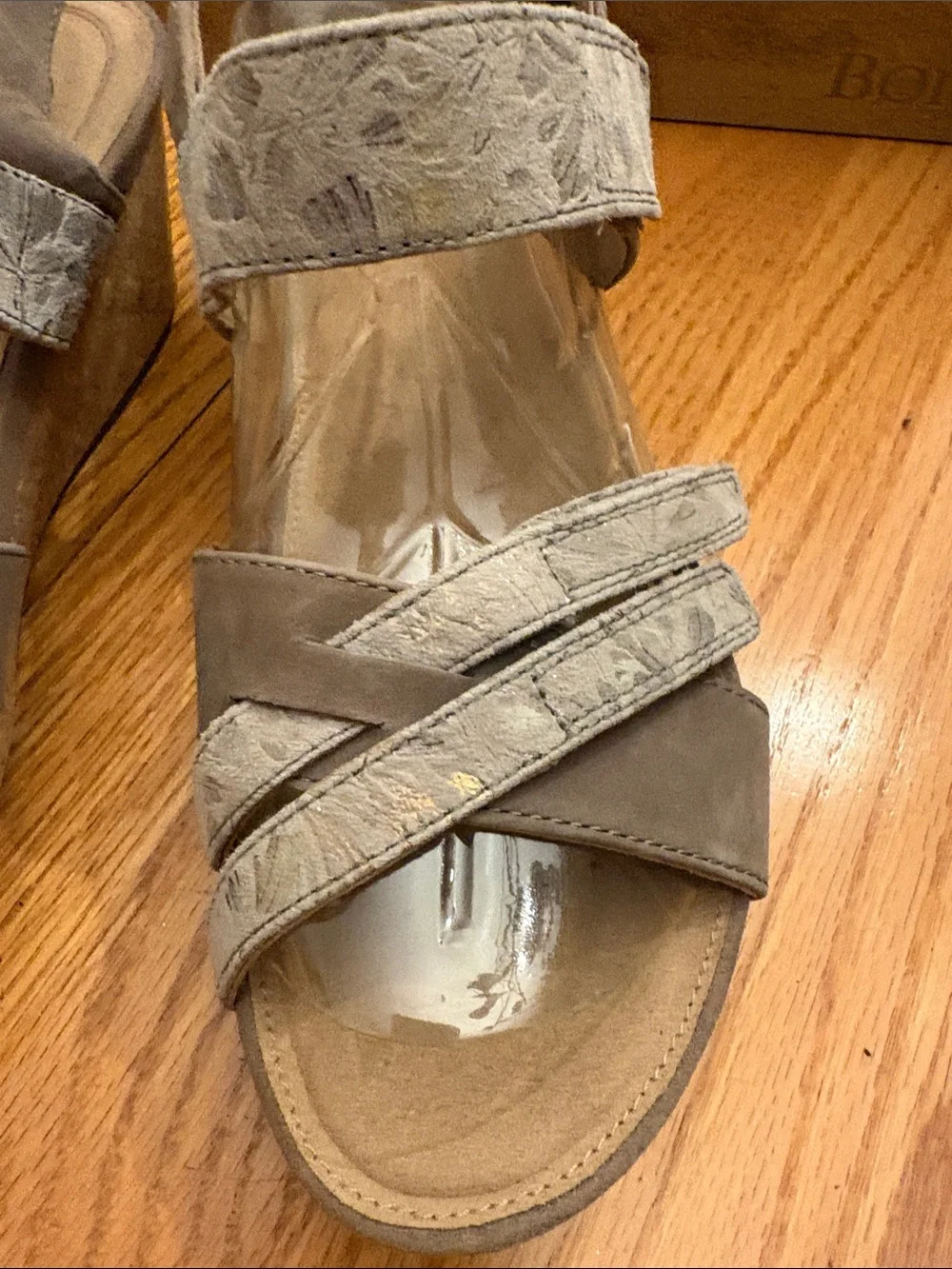 Clarks Taupe/Beige Wedge Sandals